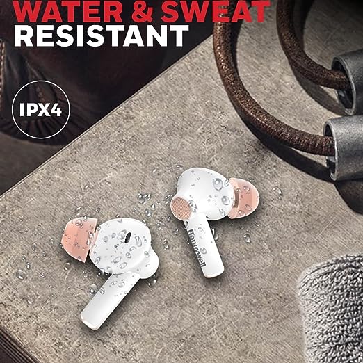 Honeywell Moxie V1000 Truly Wireless Earbuds, Bluetooth V5.0, 2 hrs uninterrupted Music with 10 mins of Charge, Dynamic 10mm*2 Drivers, 200mAh Battery, IPX4 Water Resistance, Voice Assistant Enabled Honeywell Moxie V1000 Truly Wireless Earbuds, Bluetooth V5.0, 2 hrs uninterrupted Music with 10 mins of Charge, Dynamic 10mm*2 Drivers, 200mAh Battery, IPX4 Water Resistance, Voice Assistant Enabled